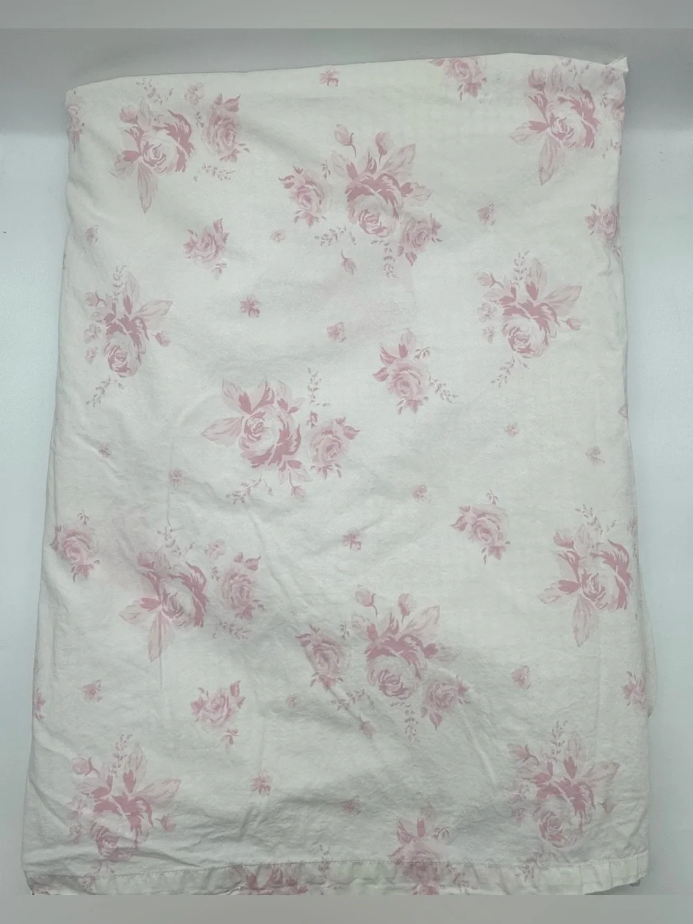 Pottery Barn Kids Twin Duvet Cover Pink Cabbage Rose Floral Windowpane Check